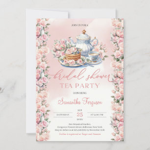 Invitation Elégant boho aquarelle douce roses rose rose rose