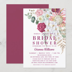 Invitation Elégant Boho aquarelle Fête des mariées florale