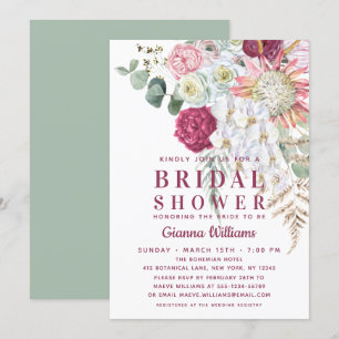 Invitation Elégant Boho aquarelle Fête des mariées florale