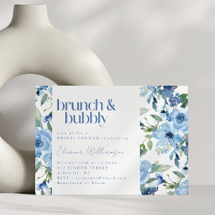 Invitation Elégant Boho bleu clair Aquarelle Brunch Bubbly