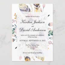 Elegant Boho Bouquet Wedding Invite