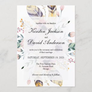 Invitation Elegant Boho Bouquet Wedding Invite