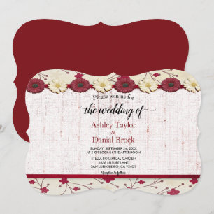 Invitation Élégant Boho Bourgogne Classy Moderne Floral Maria