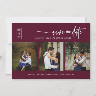 Invitation Elégant Boho Bourgogne Enregistrer la date Code QR