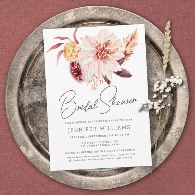 Invitation Elégant Boho Chic Floral Douche nuptiale Invitatio (Créateur téléchargé)