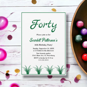 Invitation Élégant Boho en herbe verte rustique automne 40e a