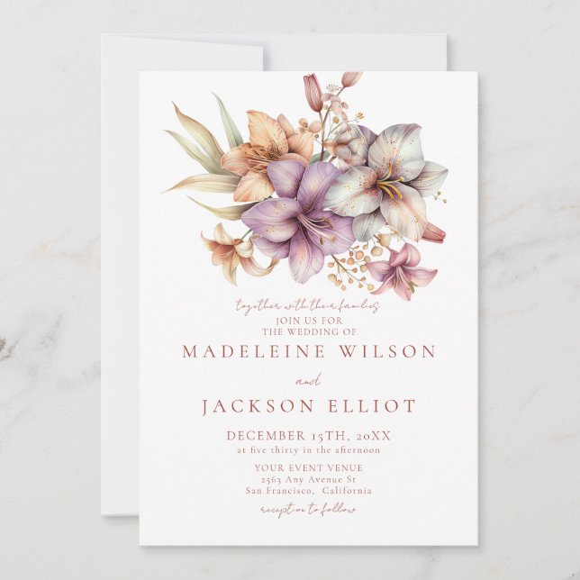 Invitation Elégant Boho Fall Floral Mariage (Devant)