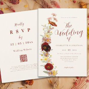 Invitation Élégant Boho Fleur Sauvage Automne