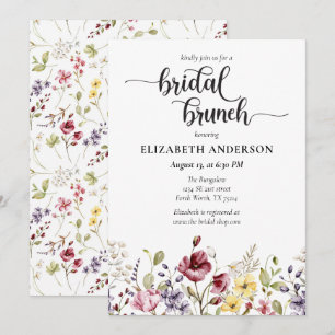 Invitation Elegant Boho Fleur sauvage Fête des mariées Brunch