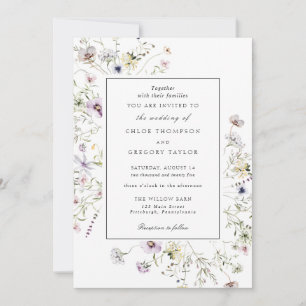 Invitation Elégant Boho Fleur sauvage Mariage de cadre de ver