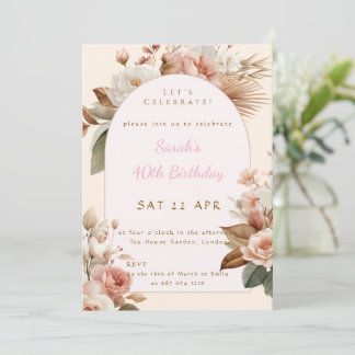 Invitation Elegant Boho Floral Birthday Invite