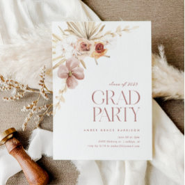 Invitation Élégant Boho Floral Grad Party | Graduation