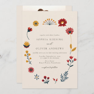 Invitation Elegant Boho Floral QR Code Mariage photo