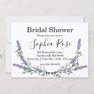 Invitation Elégant boho Lavender Eucalyptus Douche nuptiale