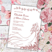 Elégant Boho Main tiré Couple Mariage Bourgogne