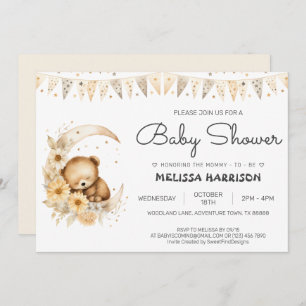 Invitation Elégant Boho mignonne ours bébé garçon douche
