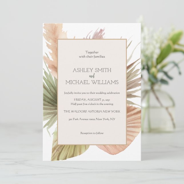 Invitation Élégant Boho Rustique Floral Botaniqe Mariage (Debout devant)