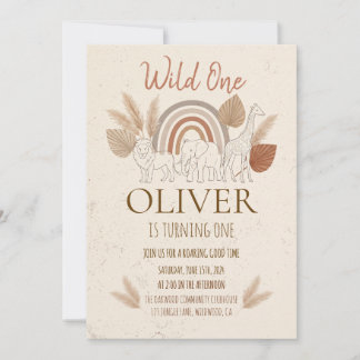 Invitation Elegant Boho Safari Wild One 1st Birthday