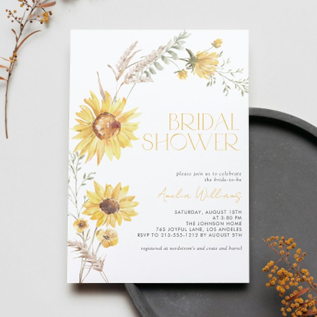 Invitation Elégant Boho Sunflower Fête des mariées botanique (Easily personalize this amazing fall bridal shower invite for the perfect rustic event!)