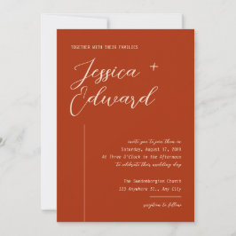 Invitation Elégant Boho Terracotta Minimal Mariage moderne