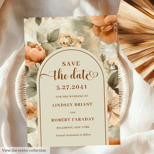 Invitation Elegant Boho Terracotta Sage Floral Save The Date (Elegant Boho Terracotta Sage Floral Save The Date)