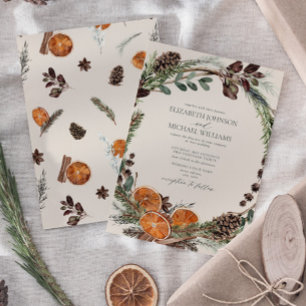 Invitation Elégant Boho Verdure Citrus Mariage d'hiver