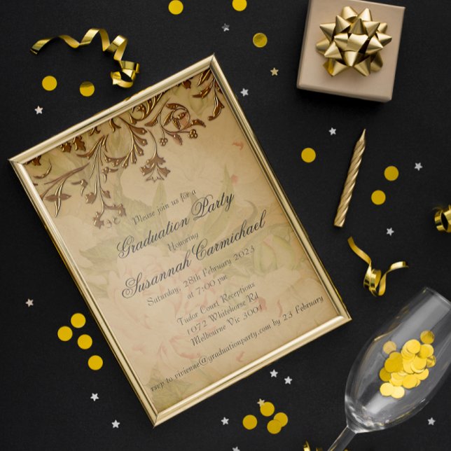 Invitation Elegant Boho Vintage Graduation Party (Créateur téléchargé)