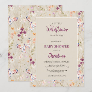 Invitation Elégant Boho Watercolor Fleur sauvage Baby shower