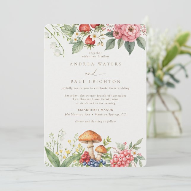 Invitation Élégant bois | Mariage botanique forestier (Debout devant)