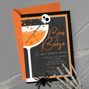 Invitation Elegant Boos et Booze Halloween Parti Adulte