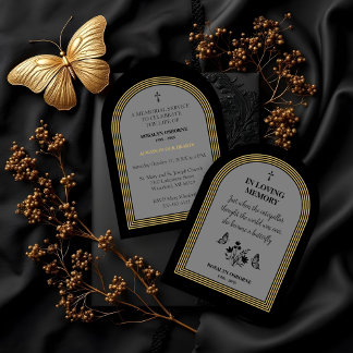 Invitation Elegant Botanical Butterflies Motivational Quote