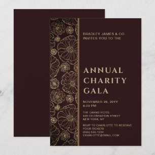Invitation Élégant Botanical Charity Event Gala Party