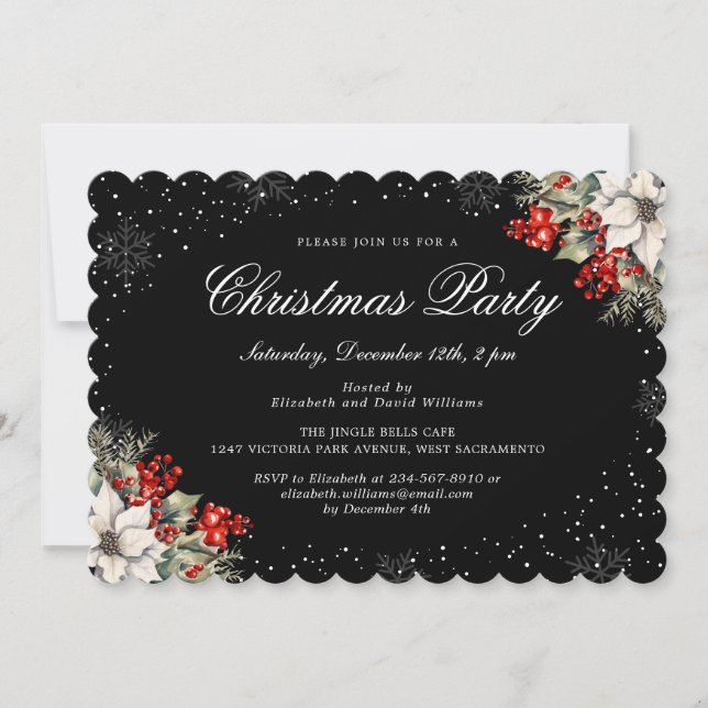Invitation Elegant Botanical Purple Christmas Holiday Party (Devant)