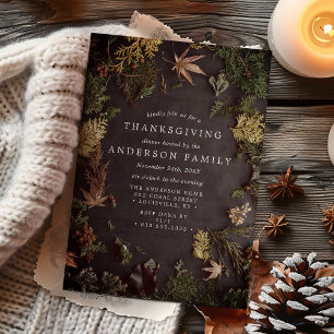 Invitation Élégant Botanique Chute Foliage Thanksgiving Dîner