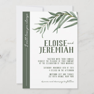INVITATION ELÉGANT BOTANIQUE COULEUR D'EAU VERTE MARIAGE