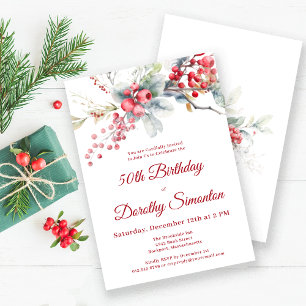 Invitation Elégant Botanique de Berry d'hiver 50e anniversair