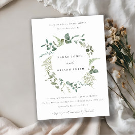 Invitation Elégant Botanique Eucalyptus Wreath Couples Douche