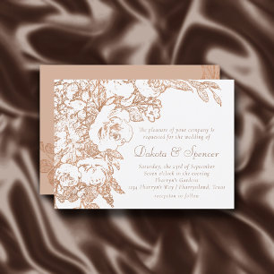 Invitation Élégant botanique   Mariage or Rose cuivre