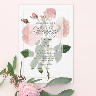 Invitation Élégant Botanique rose Mariage de typographie flor