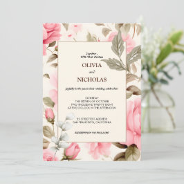 Invitation Élégant Botanique Rose Roses Floral