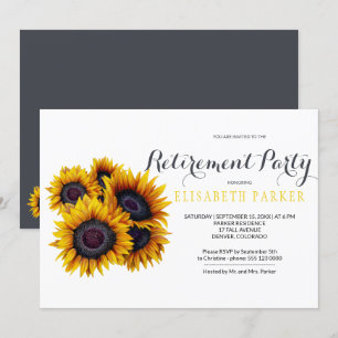 Invitation Élégant Bouquet de tournesols Parti de retraite