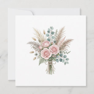 Invitation Élégant Bouquet Floral Boho Rose Rose Blush Mariag