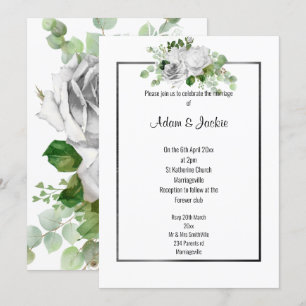 INVITATION ÉLÉGANT BOUQUET FLORAL NOIR TRIM MARIAGE