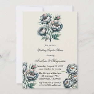 Invitation Elégant bouquet gris vert Mariage Couples Douche