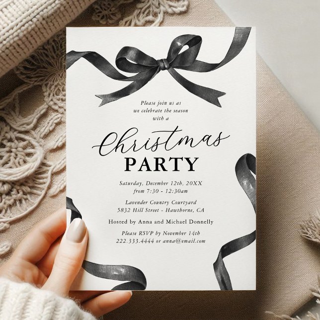 Invitation Elegant Bow Christmas Holiday Party (Créateur téléchargé)