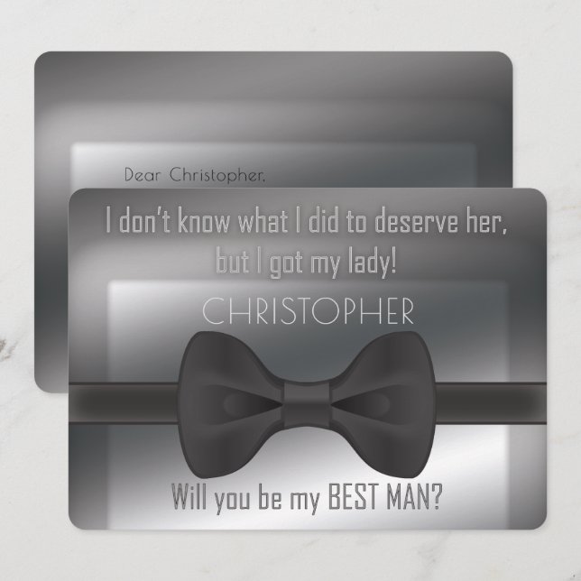 Invitation Elégant Bowtie Serez-Vous Mon Meilleur Homme (Devant / Derrière)