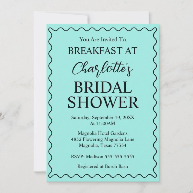 Invitation Elegant Bride & Co. Bridal Shower Teal (Devant)