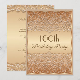 Invitation Elégant bronze dentelle française 100e anniversair