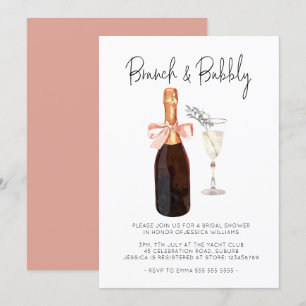 Invitation Elégant Brunch au champagne et Fête des mariées mo
