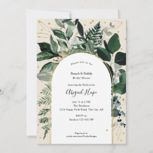 Invitation Elégant Brunch Beige et feuilles botaniques à bull